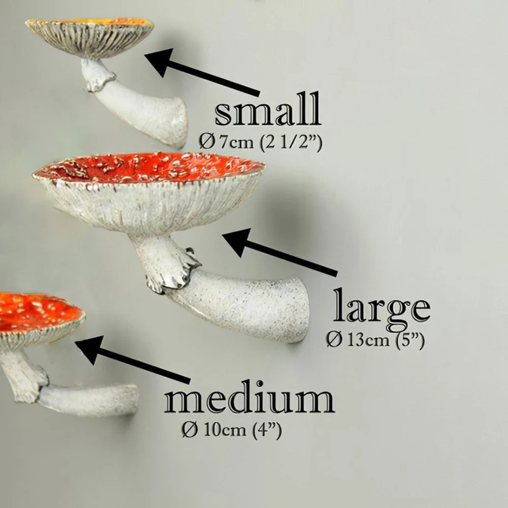 7/10/13cm Resin Amanita Shaped Floating Shelf Wall Mounted Mushroom Hanging Shelf Halloween Decor Keys Holder Home Ornaments