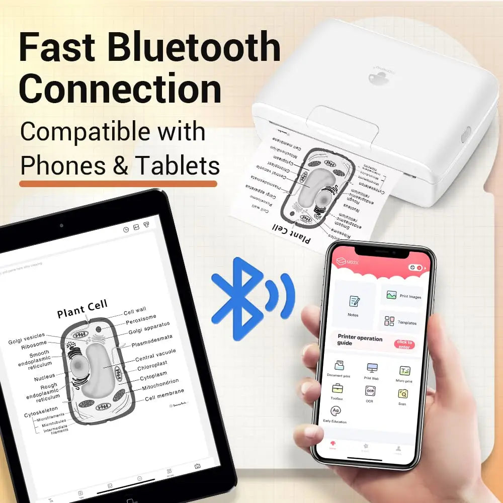 Phomemo M04S 110mm Portable Printer 304dpi Bluetooth Inkless Thermal Printer Support 53/80/110mm Thermal Paper for Mobile Phone