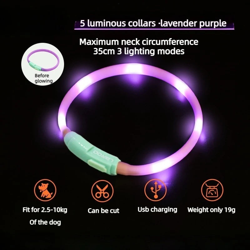 Dog Glow-in-the Dark Pendant Walk Dogs Pet Fun Led Rechargeable Pendants Waterproof Night Prevent Lost Pet Products Accessories