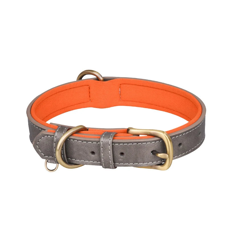 Leather Dog Collar Padded Pet Collars Adjustable Dog Collar Strong& Durable for Small Medium Dogs Pet Shop Bulldog Bull Terrier