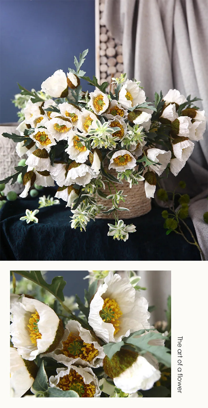 4Head Artificial Poppy Flower Wedding Home Decoration 46cm Flowers Home Decoration Hotel Homestay Home Decoration