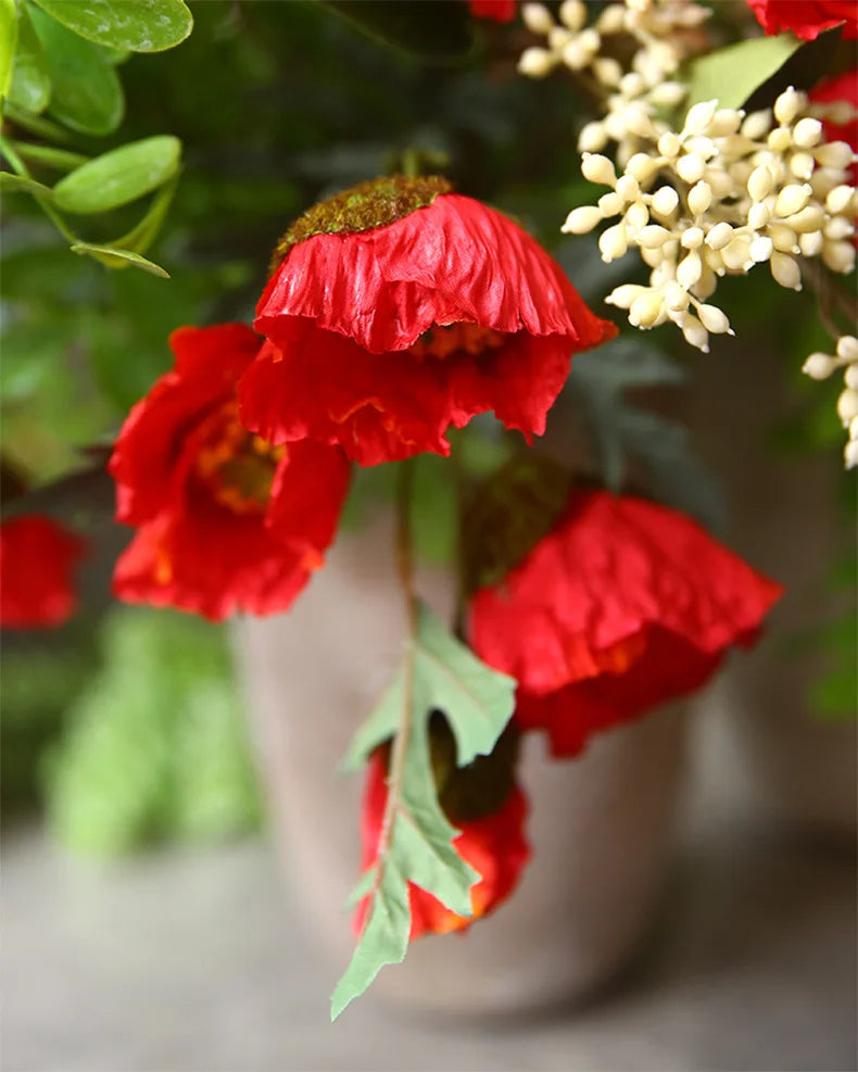 4Head Artificial Poppy Flower Wedding Home Decoration 46cm Flowers Home Decoration Hotel Homestay Home Decoration