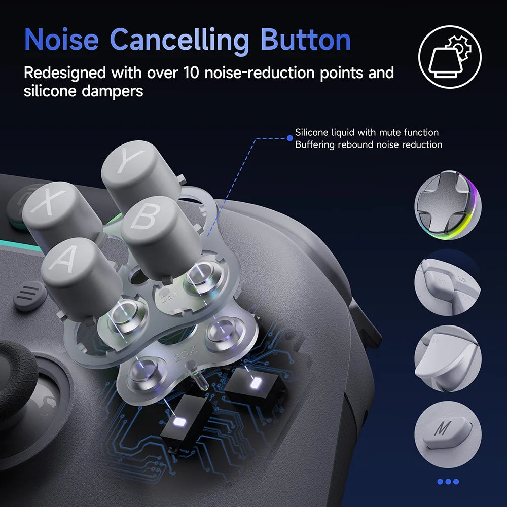 EasySMX X05Pro Wireless Controller with Charging Dock, Silent Buttons, 1000mAh Battery, 3-Mode for Switch/PC/Phone/Steam