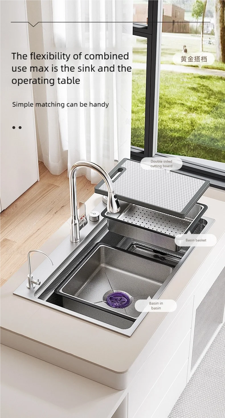 Household 304 Stainless Steel Kitchen Sink Rice Granule Embossing Antifouling Antiscratch Large Single Slot Dish Wash Basin