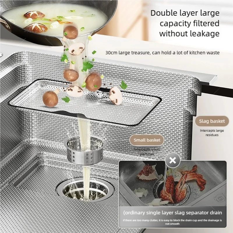 Household 304 Stainless Steel Kitchen Sink Rice Granule Embossing Antifouling Antiscratch Large Single Slot Dish Wash Basin