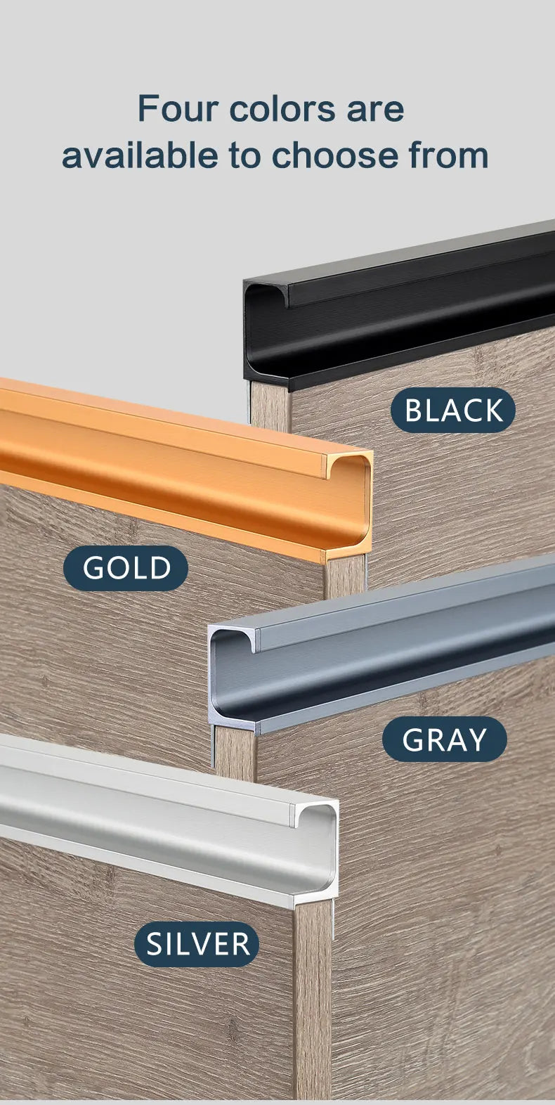 Concealed Edge Banding Kitchen Cabinet Door Recessed Handles Drawers Finger Pulls With 18mm Wood Boards G-Shape Groove-Free