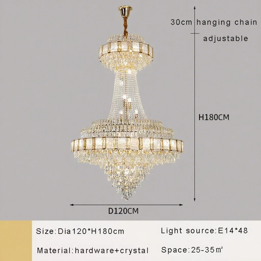 Cristal Lustres for Staircase Villa Duplex Chandelier Crystal Luxury Large Gold Nordic Home Decoration Led High-end Hanging Lamp