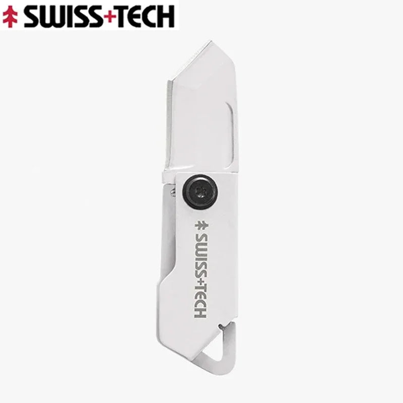 SWISS TECH Outdoor Stainless Steel Mini Folding Pocket Knife Portable Package Opener Unboxing Tool Keychain