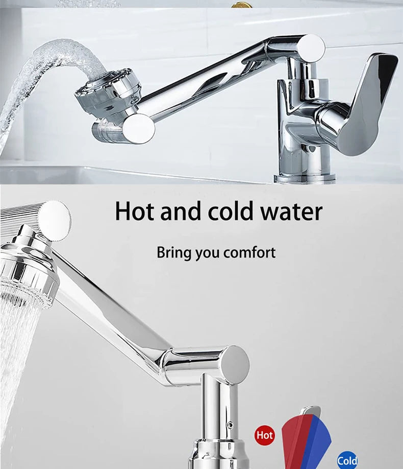 Stainless Steel Universal 1080° Rotary Faucet, Hot And Cold Water Faucet Double Outlet Mode, Suitable For Bathroom Kitchen Sink