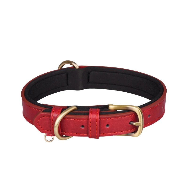 Leather Dog Collar Padded Pet Collars Adjustable Dog Collar Strong& Durable for Small Medium Dogs Pet Shop Bulldog Bull Terrier