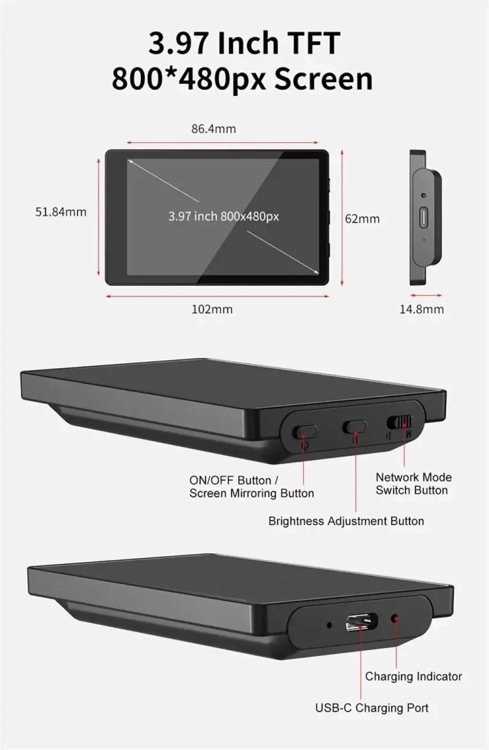 KingMa PH01 PH02 Monitor Screen for using phone rear camera for Smartphone Selfie Vlog Video Recording Live Stream