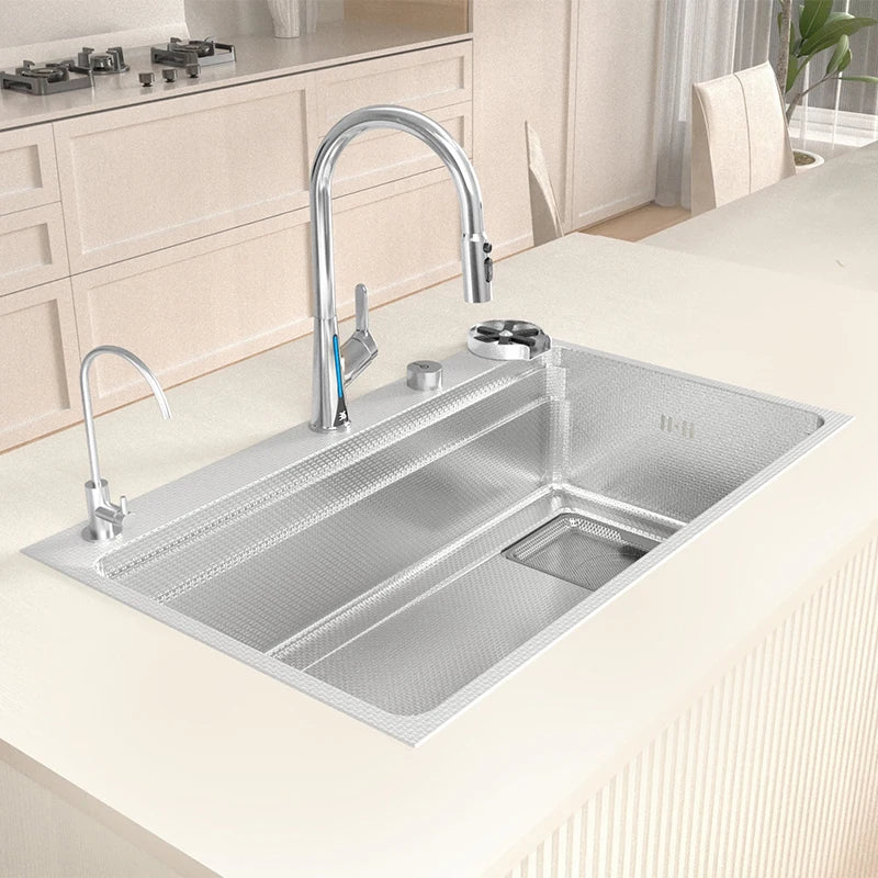 Household 304 Stainless Steel Kitchen Sink Rice Granule Embossing Antifouling Antiscratch Large Single Slot Dish Wash Basin