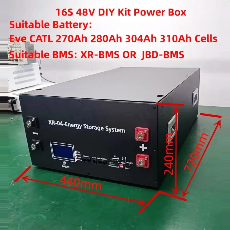 XR08-48V280AH 16S48V Solar Home Energy Storage LiFePO4 Battery bank/Case/Box DIY Kit for JK-BMS-3.2LCD EVE CATL 280AH 302AH