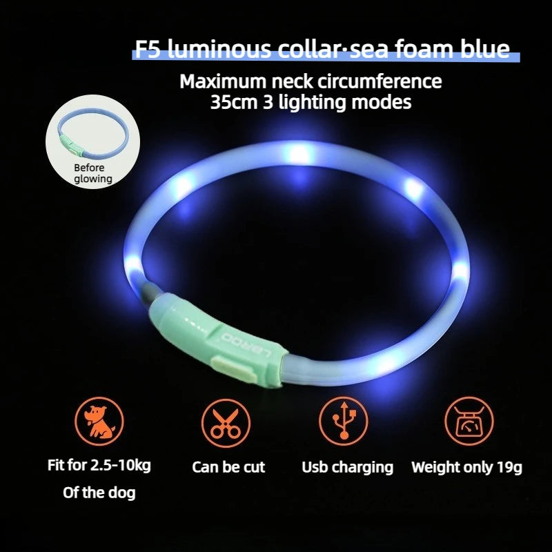 Dog Glow-in-the Dark Pendant Walk Dogs Pet Fun Led Rechargeable Pendants Waterproof Night Prevent Lost Pet Products Accessories
