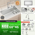 Household 304 Stainless Steel Kitchen Sink Rice Granule Embossing Antifouling Antiscratch Large Single Slot Dish Wash Basin