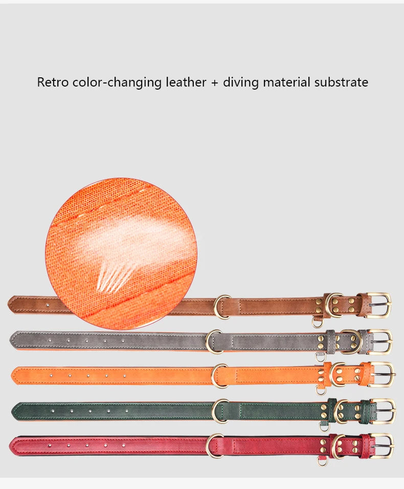 Leather Dog Collar Padded Pet Collars Adjustable Dog Collar Strong& Durable for Small Medium Dogs Pet Shop Bulldog Bull Terrier