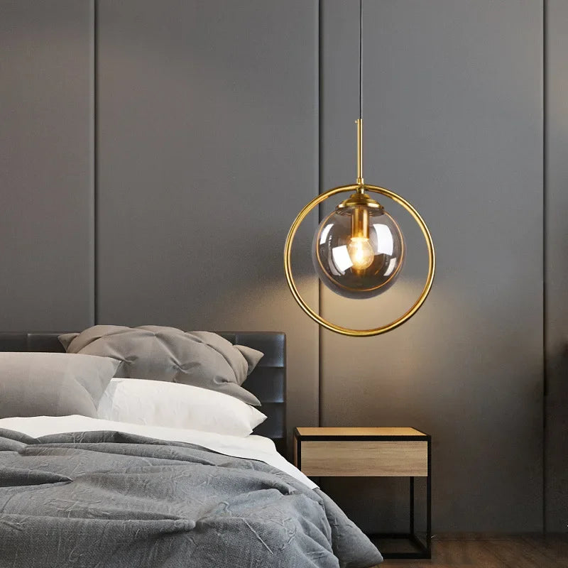 Modern Led Bedside Pendant Light Fixture Nordic Indoor Golden Iron Hanging Lamp Luminaire Kitchen Dining Room Home Decor Lights