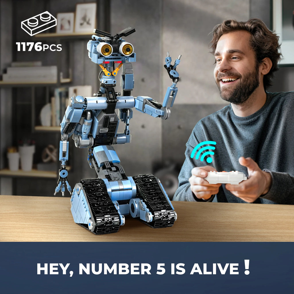 MOC High-Tech Military Mecha With Motor Johnnyed 5 Robot Building Block Set For Shorted-Circuit Toy Brick Children Birthday Gift