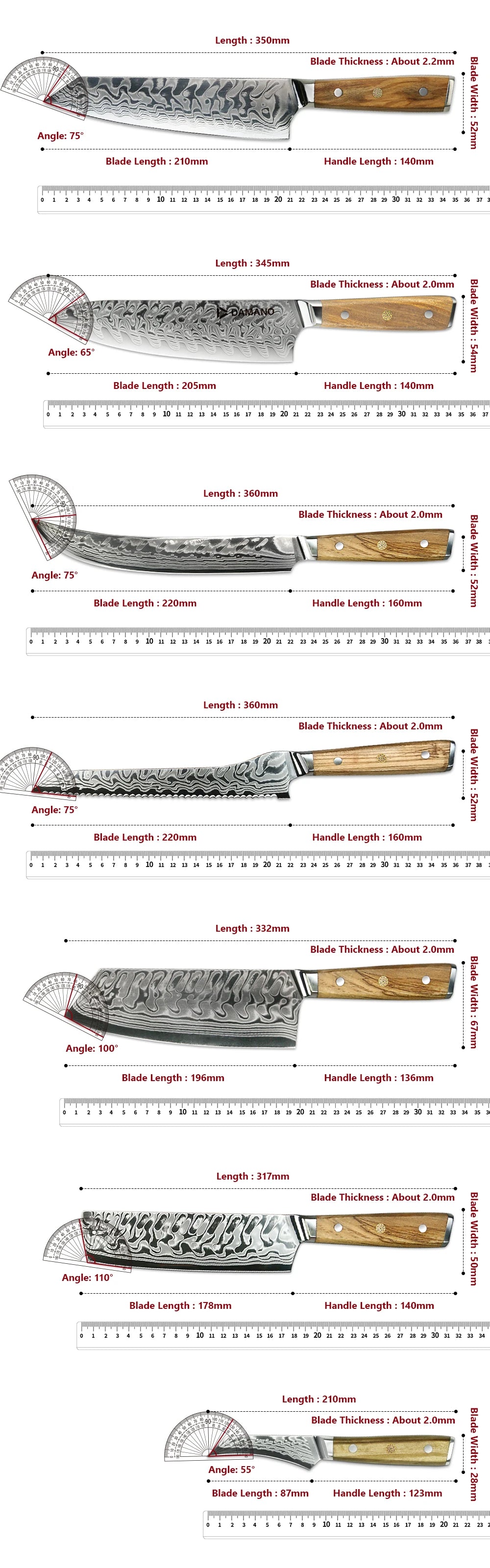 Amber 8 Inch Kitchen Knife 37 Layers AUS10V Japanese Chef Kiritsuke Utility Boning Knives Handmade Cooking Tools Olive Wood HD