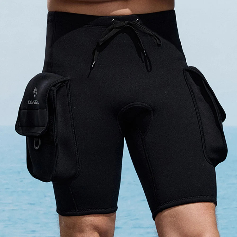Neoprene Tech Shorts 3mm & Pocket Scuba Diving Tech Pants Wetsuit Shorts Pants for Swimming Surfing Snorkeling Diving Keep Warm
