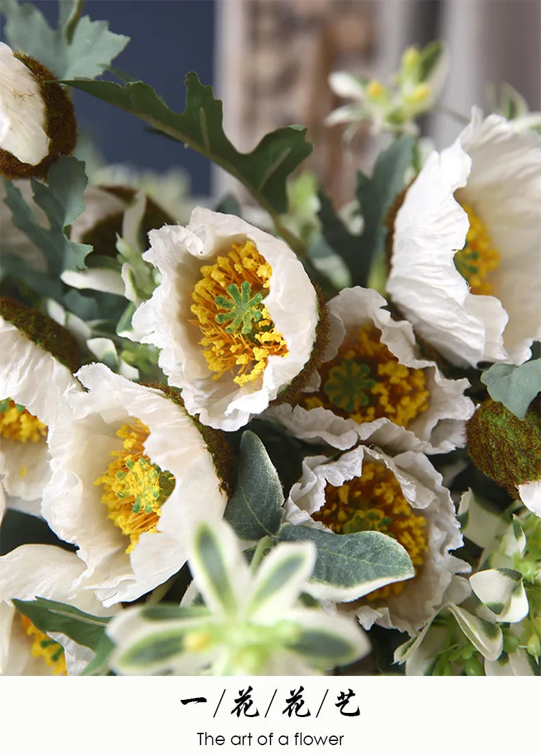 4Head Artificial Poppy Flower Wedding Home Decoration 46cm Flowers Home Decoration Hotel Homestay Home Decoration