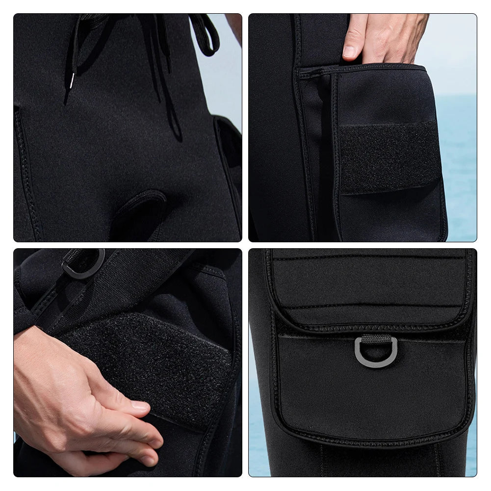 Neoprene Tech Shorts 3mm & Pocket Scuba Diving Tech Pants Wetsuit Shorts Pants for Swimming Surfing Snorkeling Diving Keep Warm