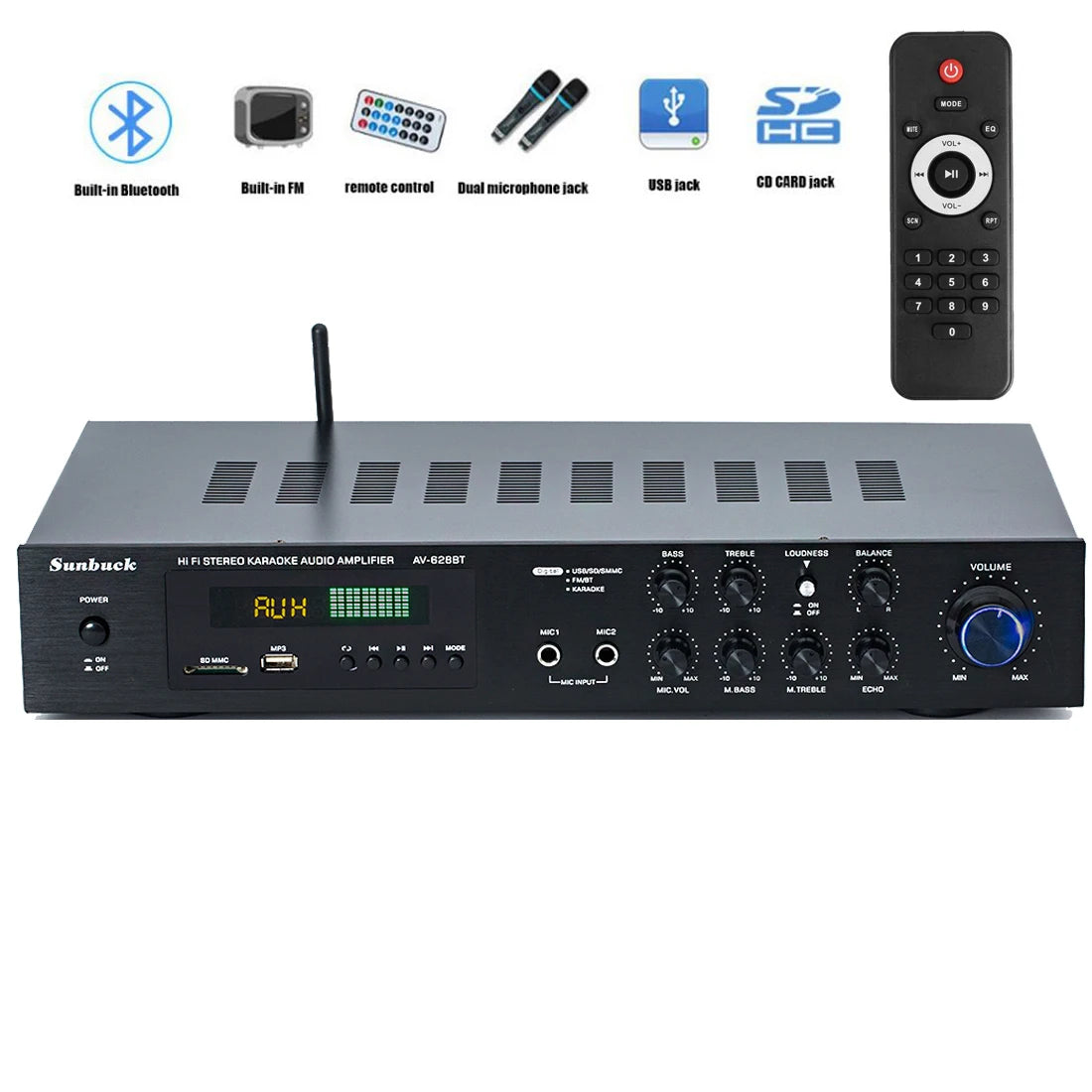 AIYIMA SMSL Home Theater 5.1 Stereo 1000W Bluetooth HiFi Amplifier Surround Sound Home Karaoke Amplifier Home Cinema Audio