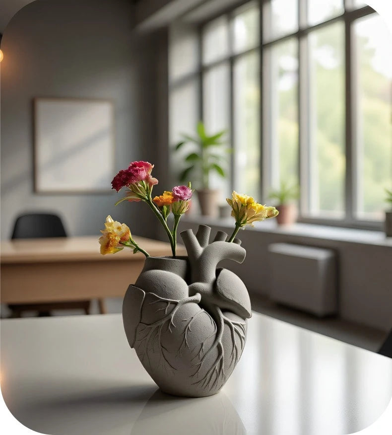 Heart Shaped Flowerpot Silicone Mold Heart Candle Cup Plaster Vase Mold Creative Heart-Shaped Sculpture Concrete Mould Home Deco