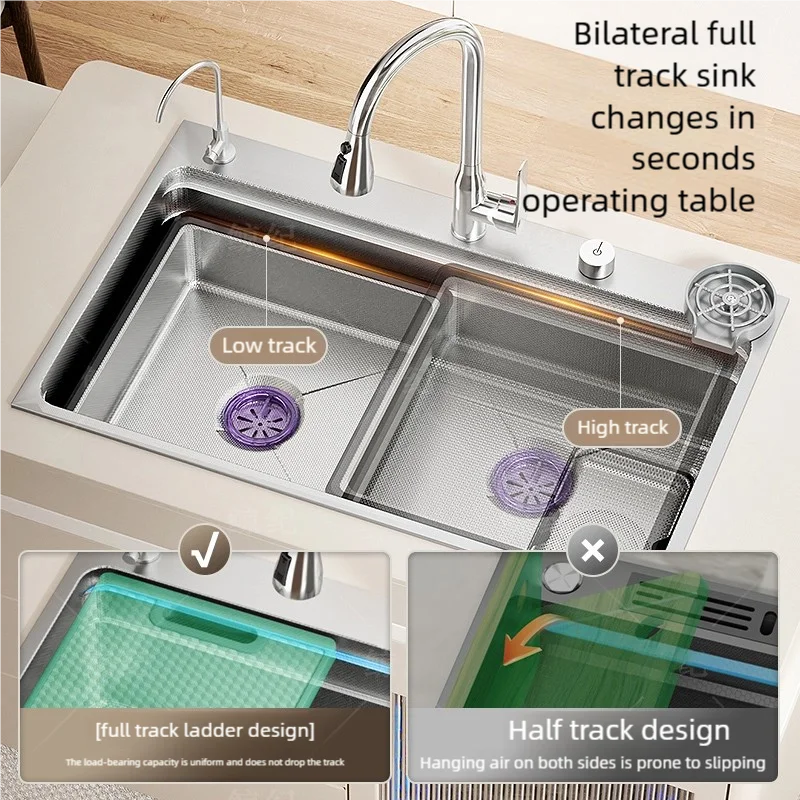 Household 304 Stainless Steel Kitchen Sink Rice Granule Embossing Antifouling Antiscratch Large Single Slot Dish Wash Basin