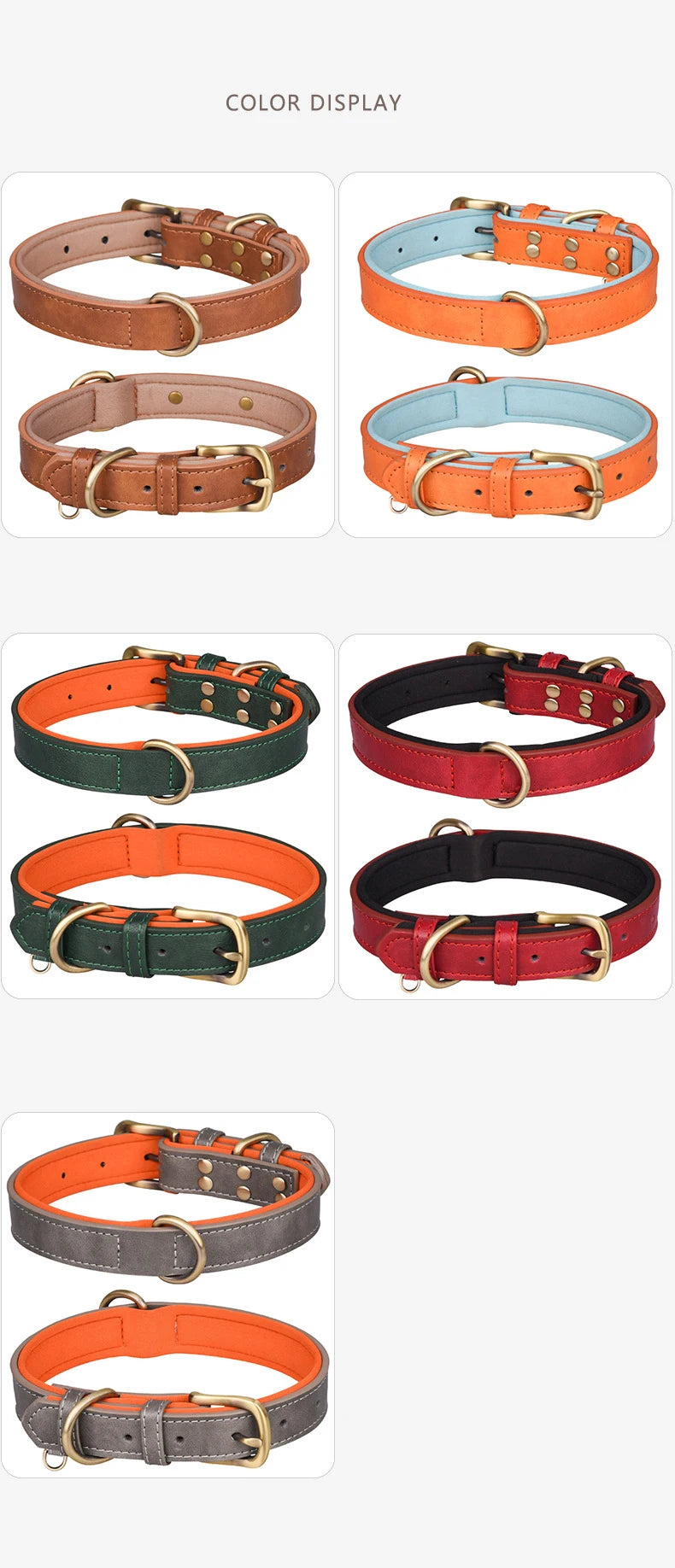 Leather Dog Collar Padded Pet Collars Adjustable Dog Collar Strong& Durable for Small Medium Dogs Pet Shop Bulldog Bull Terrier