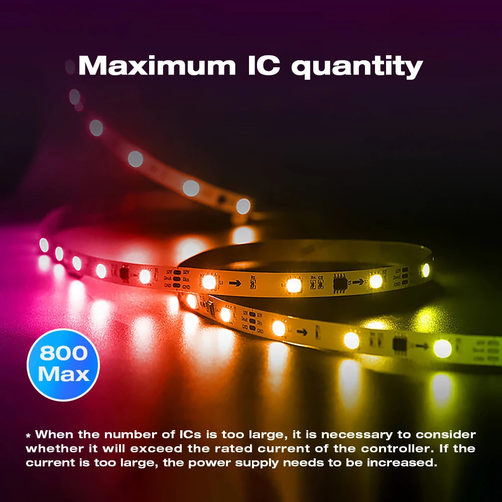 GLEDOPTO WLED Addressable RGB IC LED Strip Controller Smart App Control 800 ICs Home Tech LED Multi Dream Lighting Colorful ESP