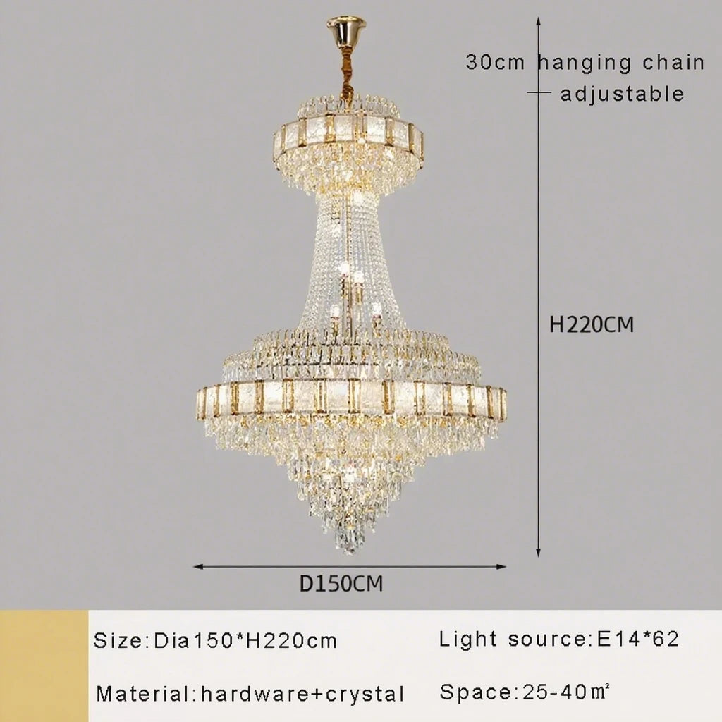 Cristal Lustres for Staircase Villa Duplex Chandelier Crystal Luxury Large Gold Nordic Home Decoration Led High-end Hanging Lamp