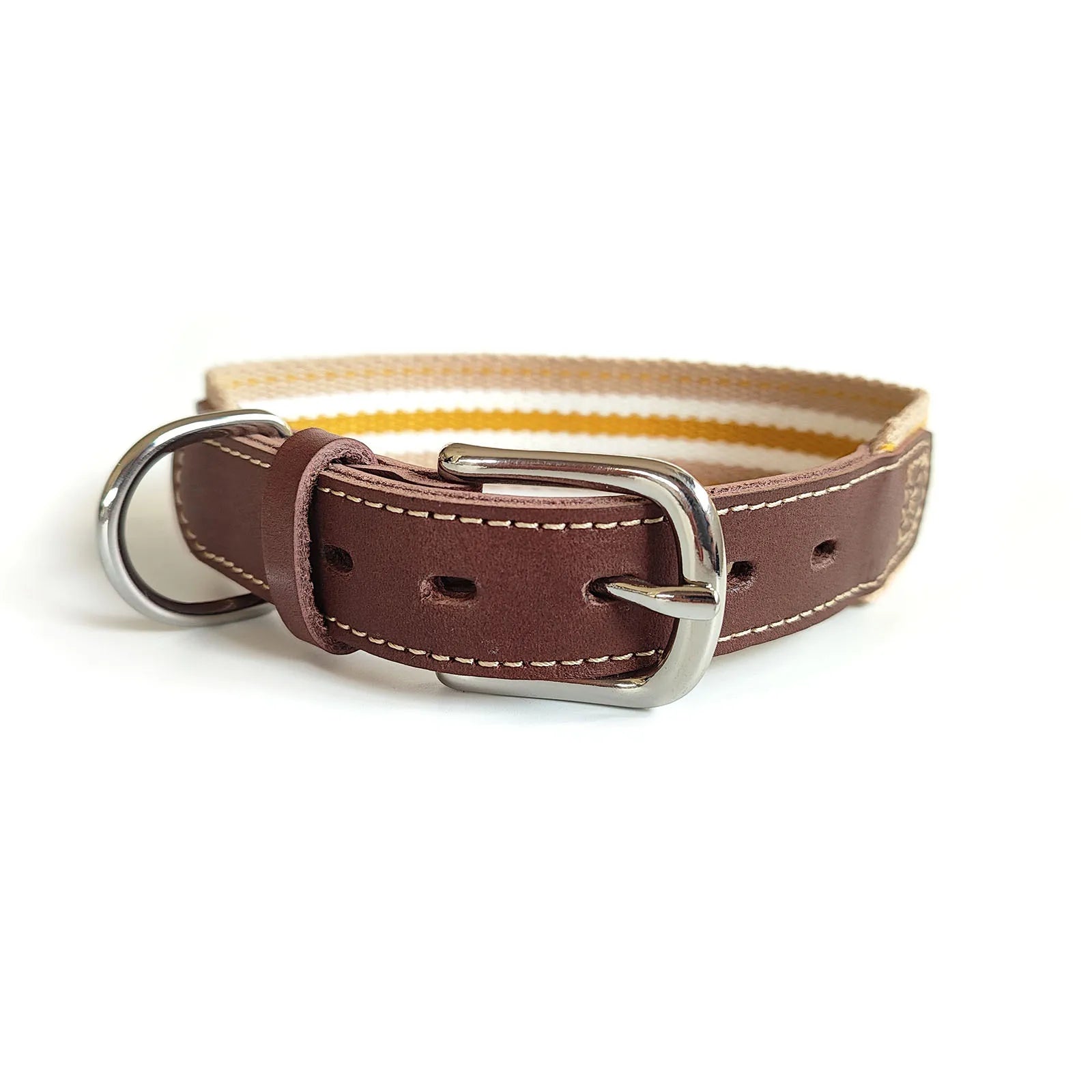 Pet Collar Dog Collar Genuine Leather Cowhide Woven Webbing Polyester Cotton Collar Large and Small Dogs Pet Supplies
