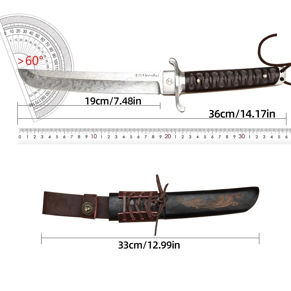 Multifunctional Japanese Damascus kitchen knife, a professional sashimi and sushi knife, suitable for deboning and slicing fish