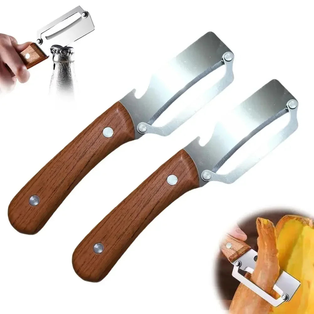 Stainless Steel Vegetable Peeler Ergonomic Wooden Handle Multi Fruit Potato Peeling Tool Kitchen Gadget for Home Cooking