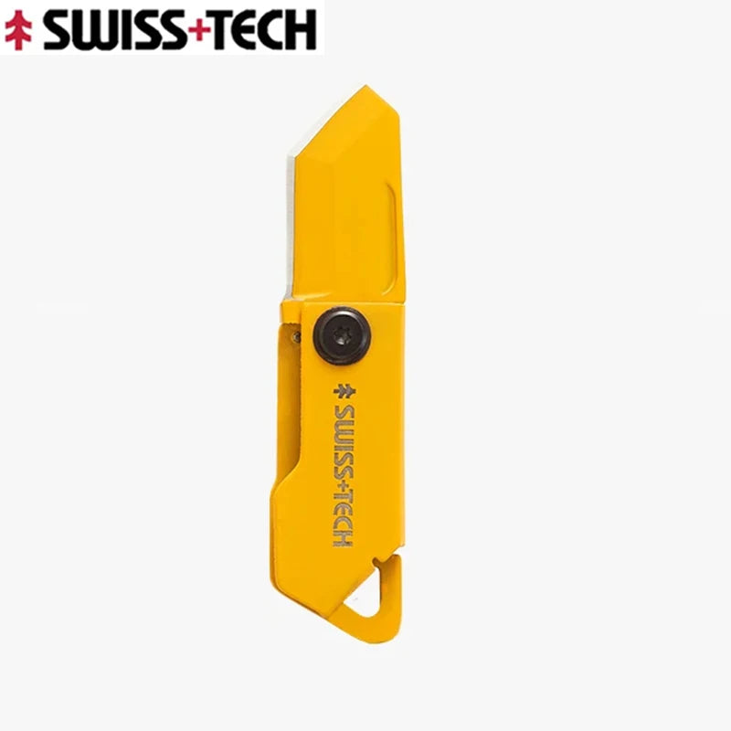 SWISS TECH Outdoor Stainless Steel Mini Folding Pocket Knife Portable Package Opener Unboxing Tool Keychain