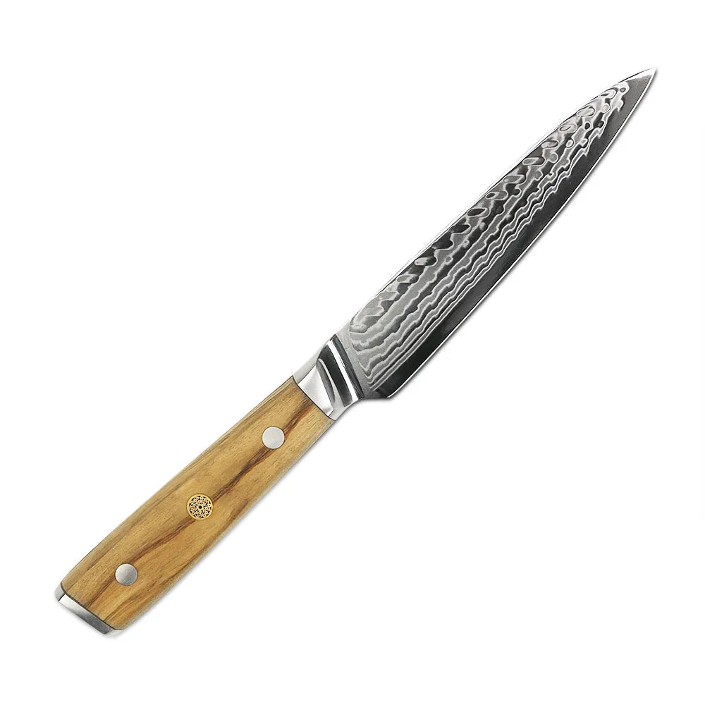 Amber 8 Inch Kitchen Knife 37 Layers AUS10V Japanese Chef Kiritsuke Utility Boning Knives Handmade Cooking Tools Olive Wood HD