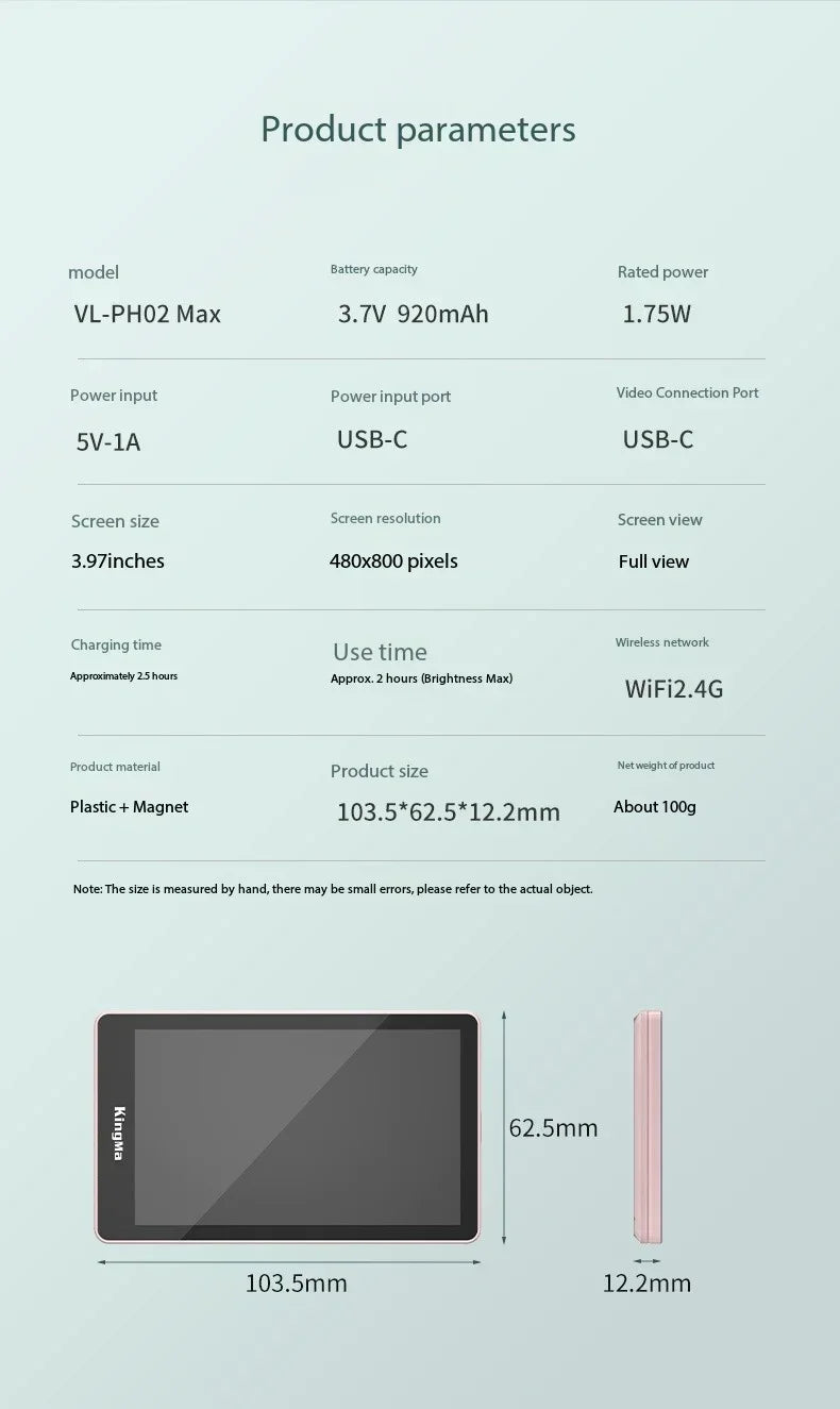 KingMa PH01 PH02 Monitor Screen for using phone rear camera for Smartphone Selfie Vlog Video Recording Live Stream