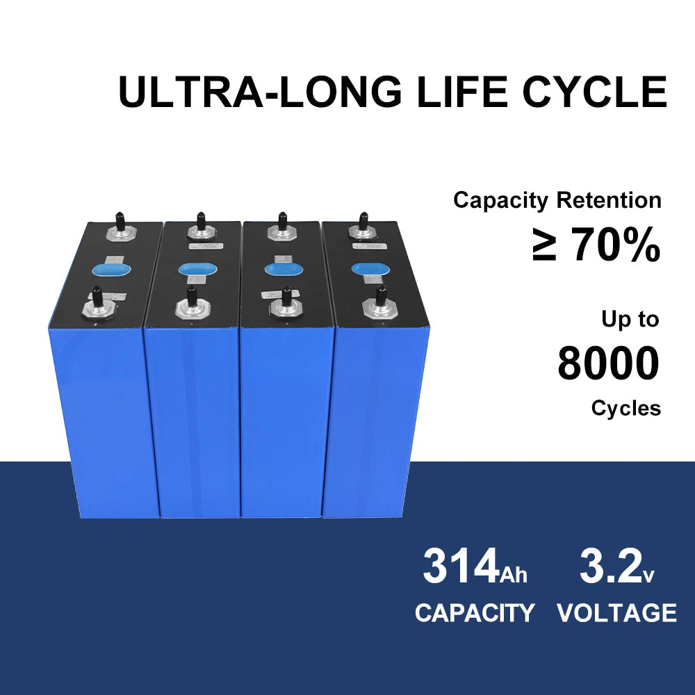 EU Hot Sale 280AH 304AH 314AH LiFePO4 Battery Grade A Rechargeable Cell Solar Home Storage EV Marine Boat Caravan EU VAT FREE