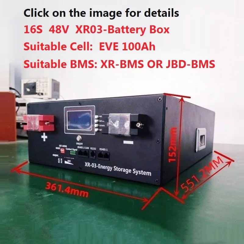 XR08-48V280AH 16S48V Solar Home Energy Storage LiFePO4 Battery bank/Case/Box DIY Kit for JK-BMS-3.2LCD EVE CATL 280AH 302AH
