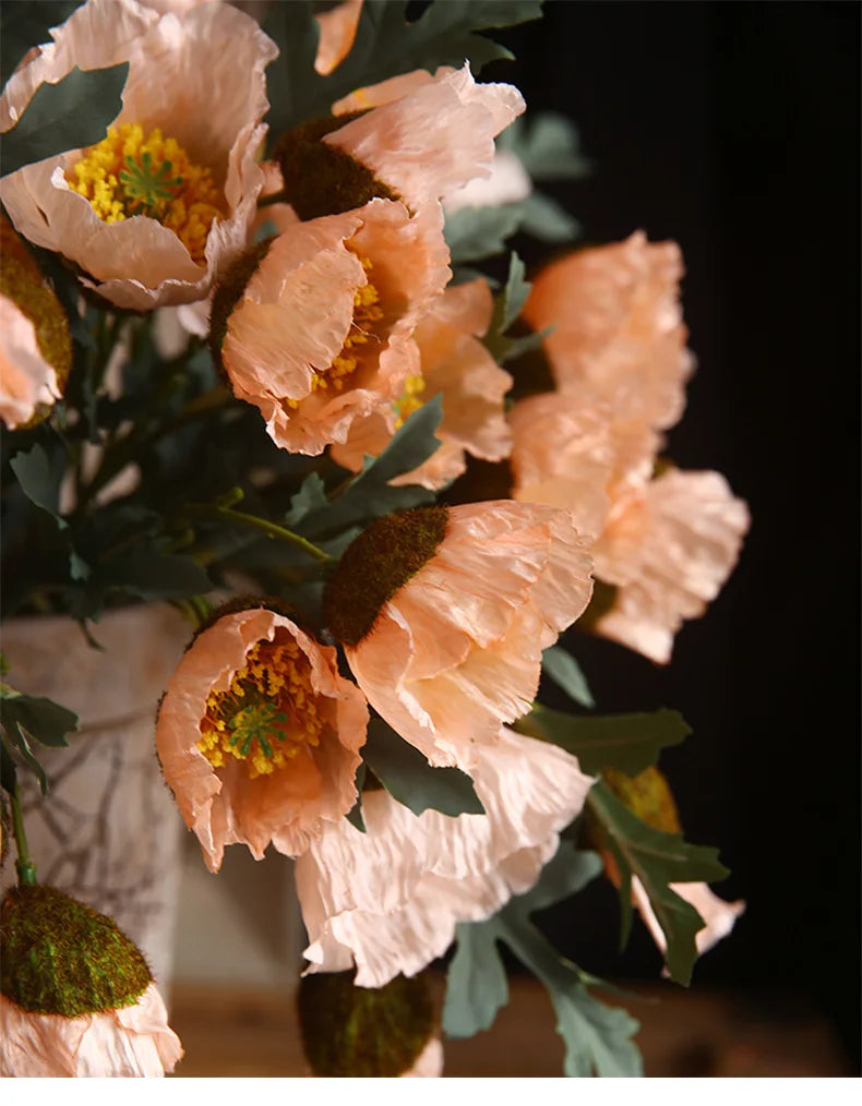 4Head Artificial Poppy Flower Wedding Home Decoration 46cm Flowers Home Decoration Hotel Homestay Home Decoration