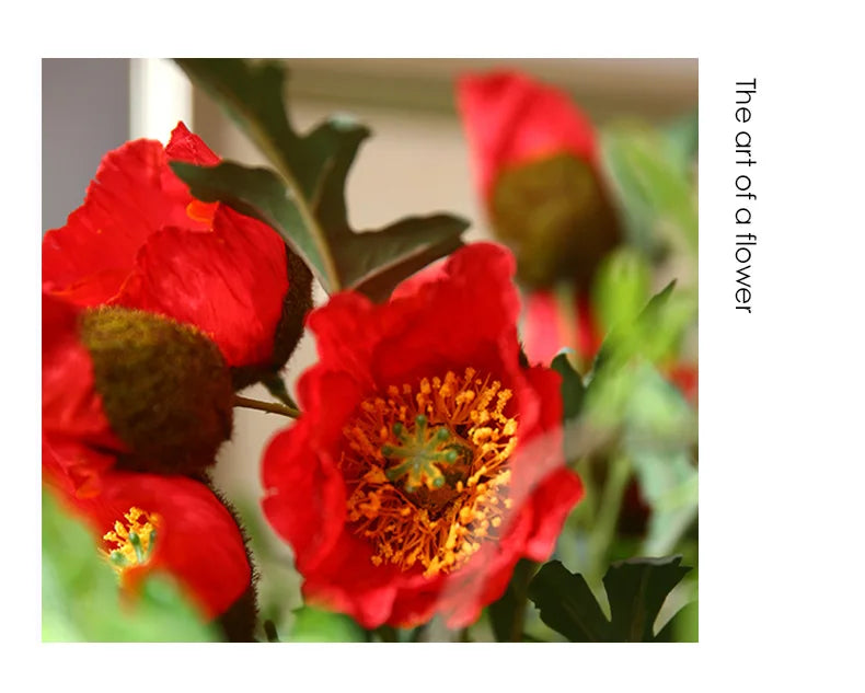4Head Artificial Poppy Flower Wedding Home Decoration 46cm Flowers Home Decoration Hotel Homestay Home Decoration