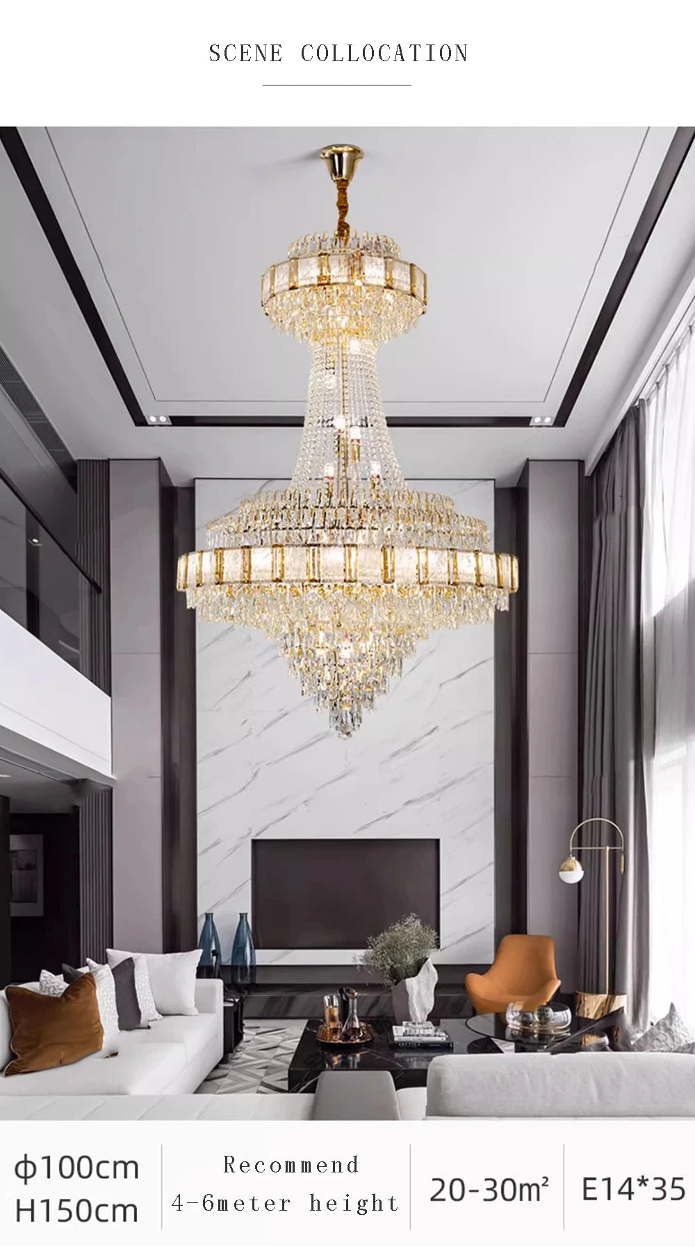 Cristal Lustres for Staircase Villa Duplex Chandelier Crystal Luxury Large Gold Nordic Home Decoration Led High-end Hanging Lamp