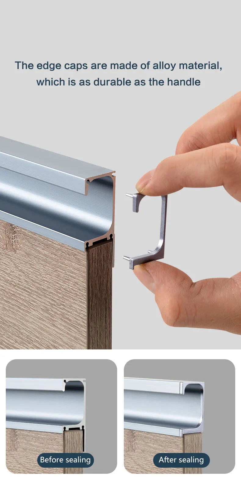 Concealed Edge Banding Kitchen Cabinet Door Recessed Handles Drawers Finger Pulls With 18mm Wood Boards G-Shape Groove-Free