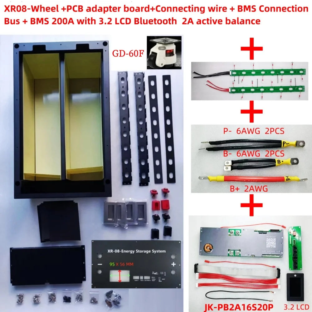XR08-48V280AH 16S48V Solar Home Energy Storage LiFePO4 Battery bank/Case/Box DIY Kit for JK-BMS-3.2LCD EVE CATL 280AH 302AH