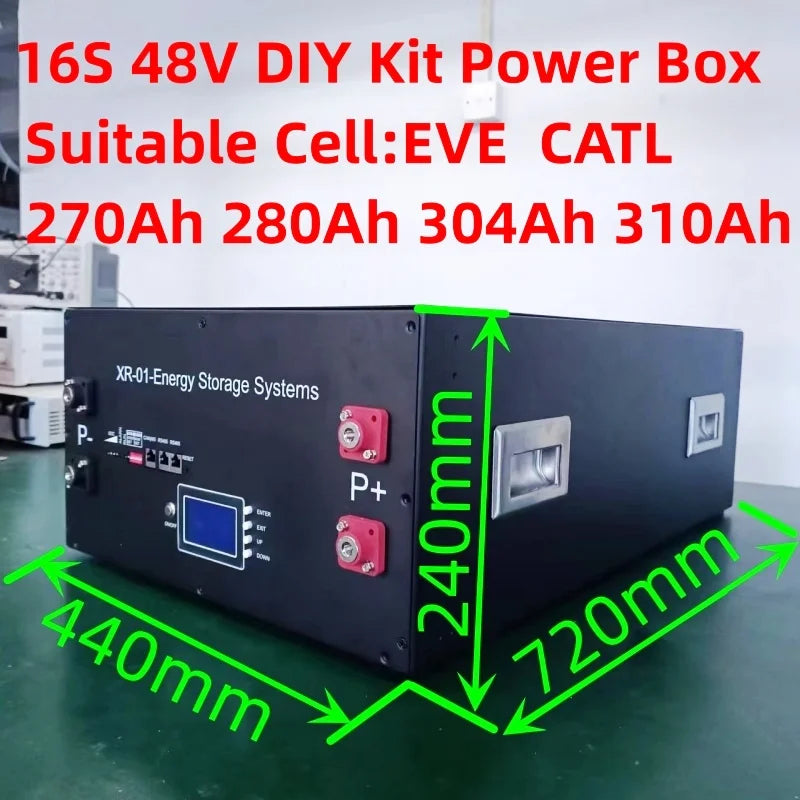 XR08-48V280AH 16S48V Solar Home Energy Storage LiFePO4 Battery bank/Case/Box DIY Kit for JK-BMS-3.2LCD EVE CATL 280AH 302AH