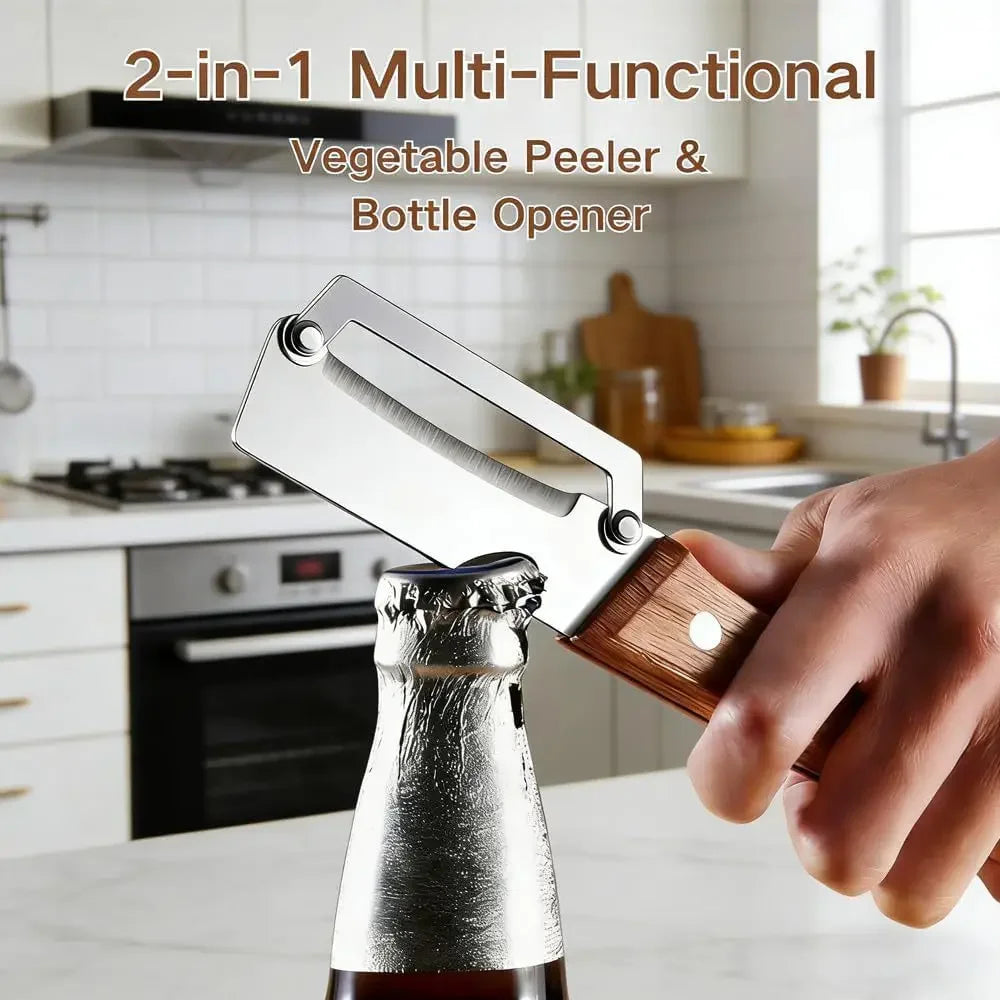 Stainless Steel Vegetable Peeler Ergonomic Wooden Handle Multi Fruit Potato Peeling Tool Kitchen Gadget for Home Cooking