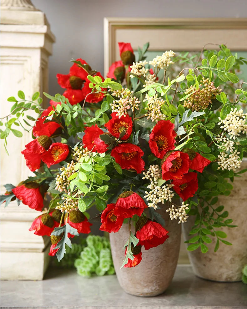 4Head Artificial Poppy Flower Wedding Home Decoration 46cm Flowers Home Decoration Hotel Homestay Home Decoration