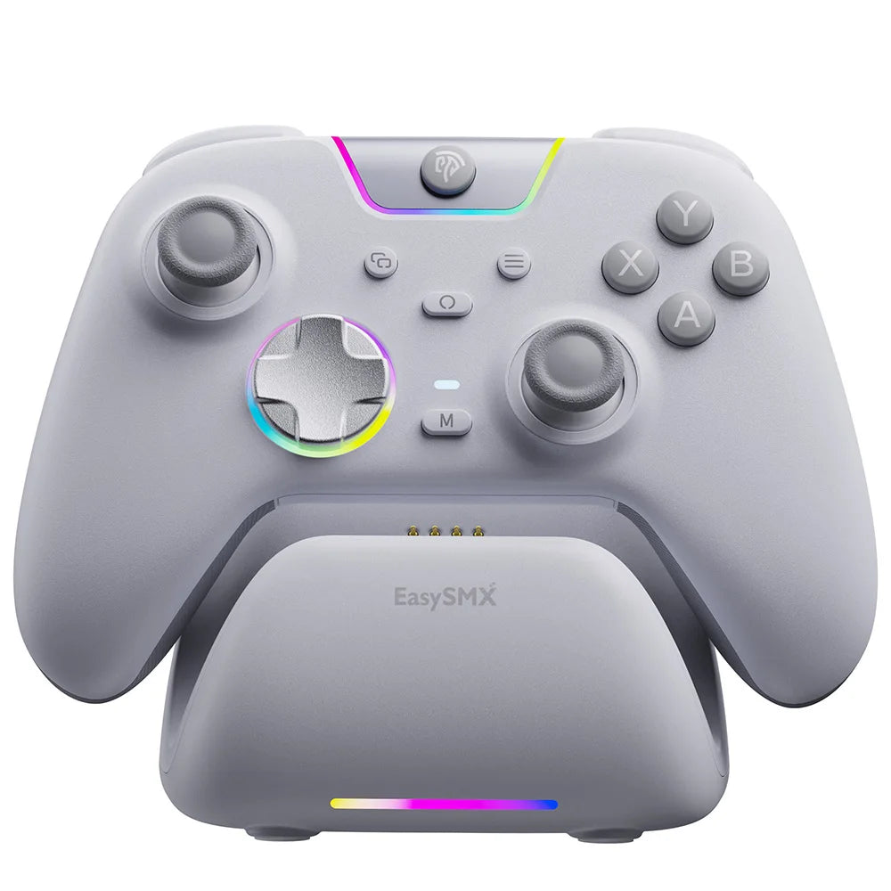 EasySMX X05Pro Wireless Controller with Charging Dock, Silent Buttons, 1000mAh Battery, 3-Mode for Switch/PC/Phone/Steam