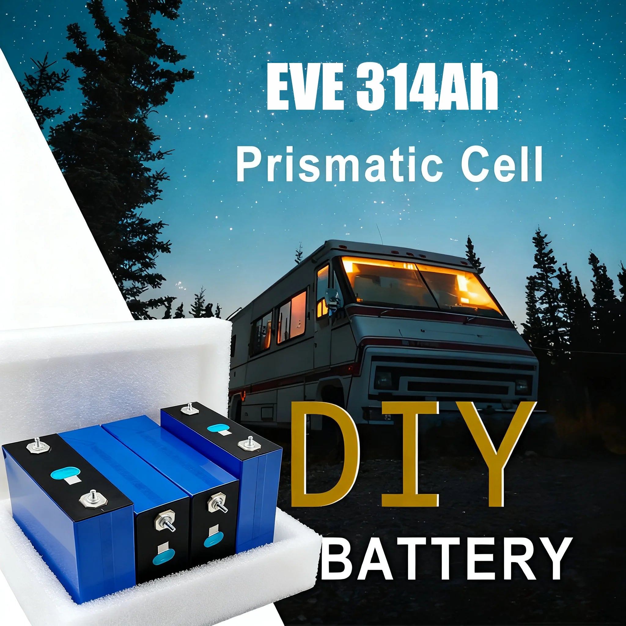 3.2V 105AH 230AH 250AH 280AH 304K 314AH 680AH EVE LifePO4 Battery Grade A Rechargeable DIY 12V 24V 48V for RV EV Home Energy